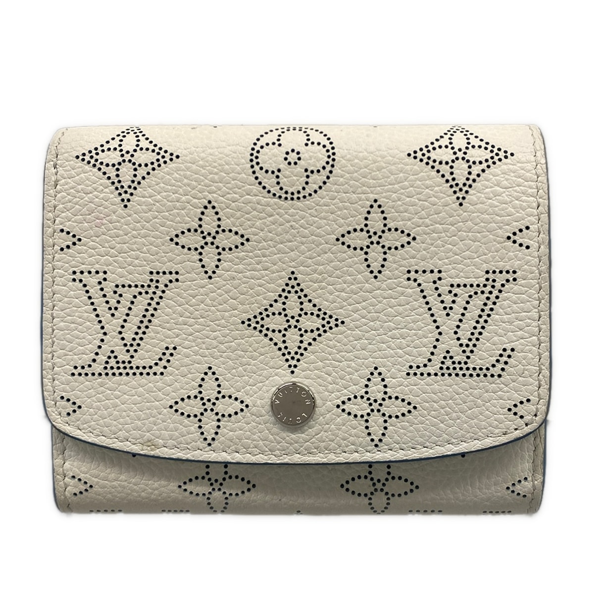 【新着】【中古】LOUIS VUITTON(ルイヴィトン) ポルトフォイユイリスコンパクト 2つ折り財布 イニシャル刻印 スノー レザー、牛革｜ブランディア　店