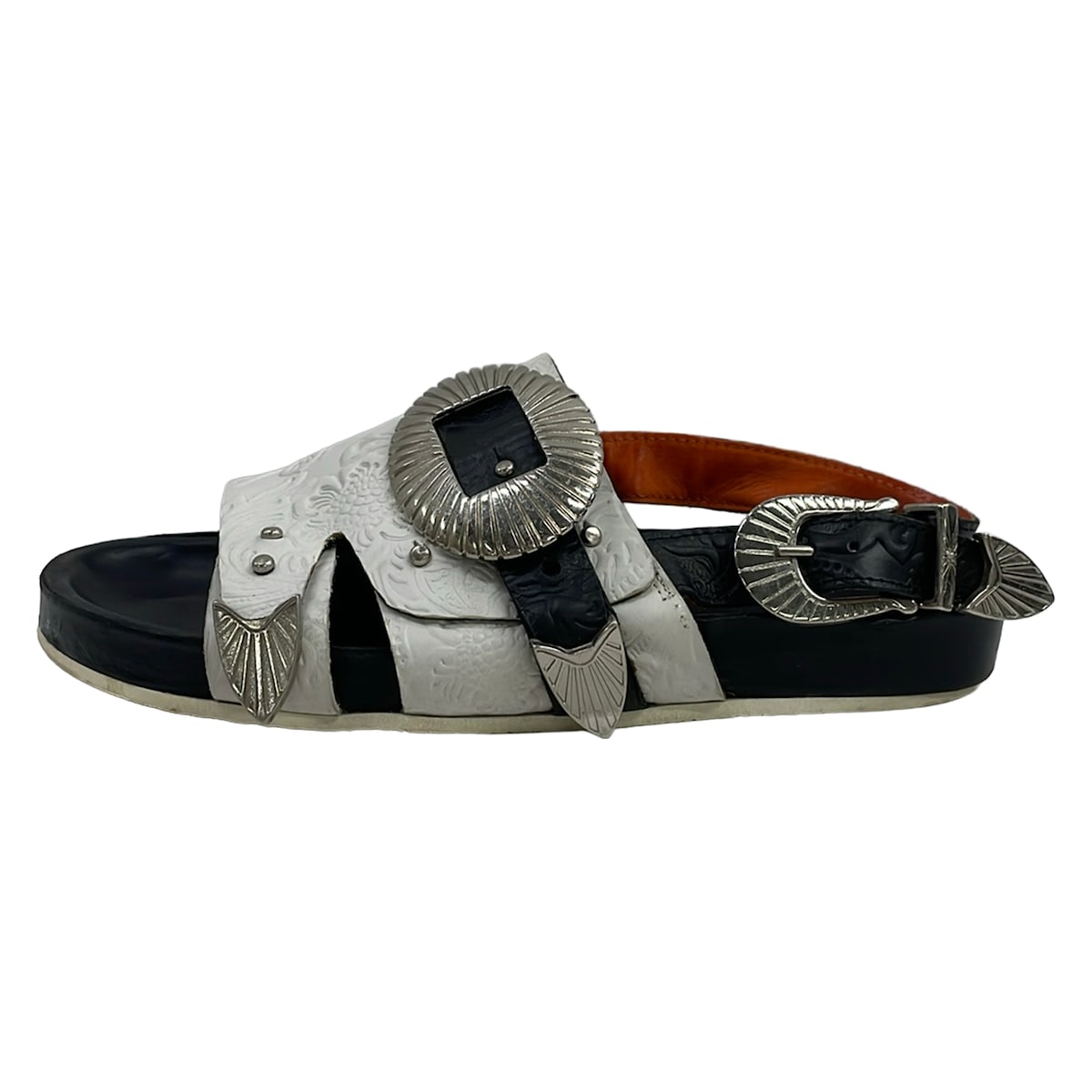 【新着】【中古】TOGA PULLA(トーガプルラ) サンダル 黒&times;白 レザー｜ブランディア　店