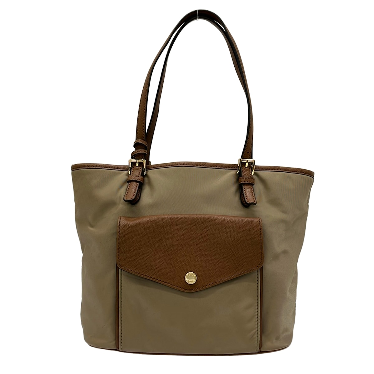 【新着】【中古】MICHAEL KORS(マイケル教科課程) トートバッグ ベージュ×赤銅色 なめし革