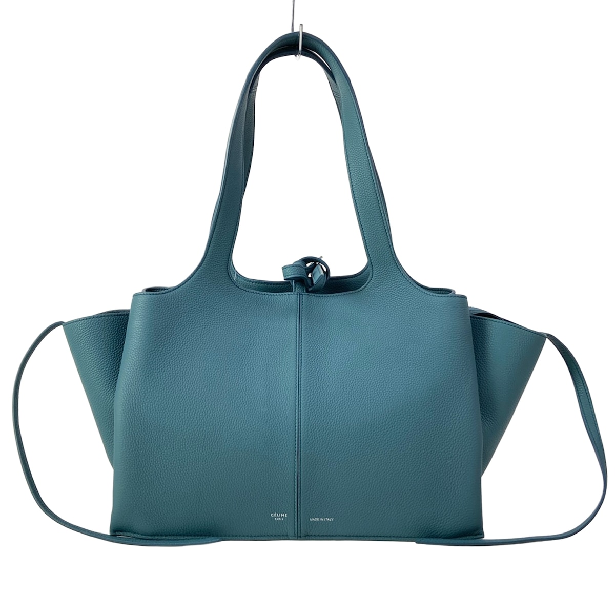 【新着】【中古】CELINE(セリーヌ) トライフォールドスモール ショルダーバッグ ブルーグリーン レザー|ブランディア 店