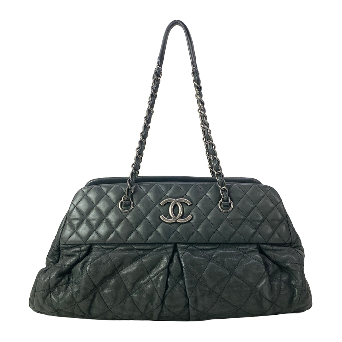 【新着】【中古】CHANEL(シャネル) マトラッセ ショルダーバッグ ヴィンテージシルバー金具/チェーンショルダー ダークグレー レザー｜ブランディア　店