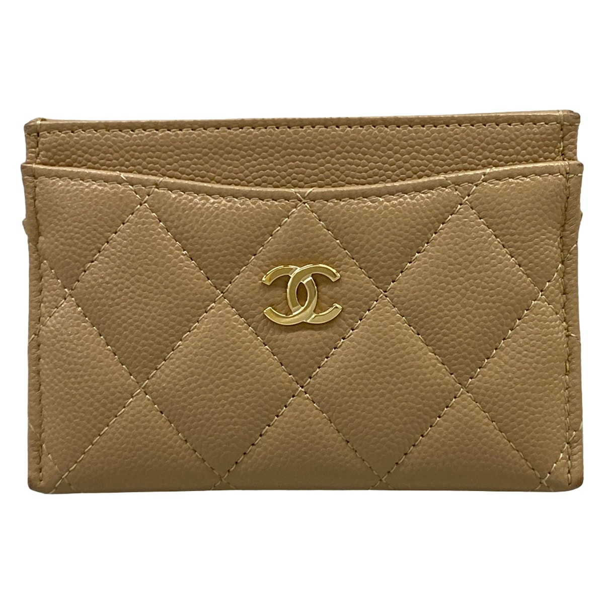 【新着】【中古】CHANEL(シャネル) マトラッセ カードケース ゴールド金具 ベージュ｜ブランディア　店 41,928円