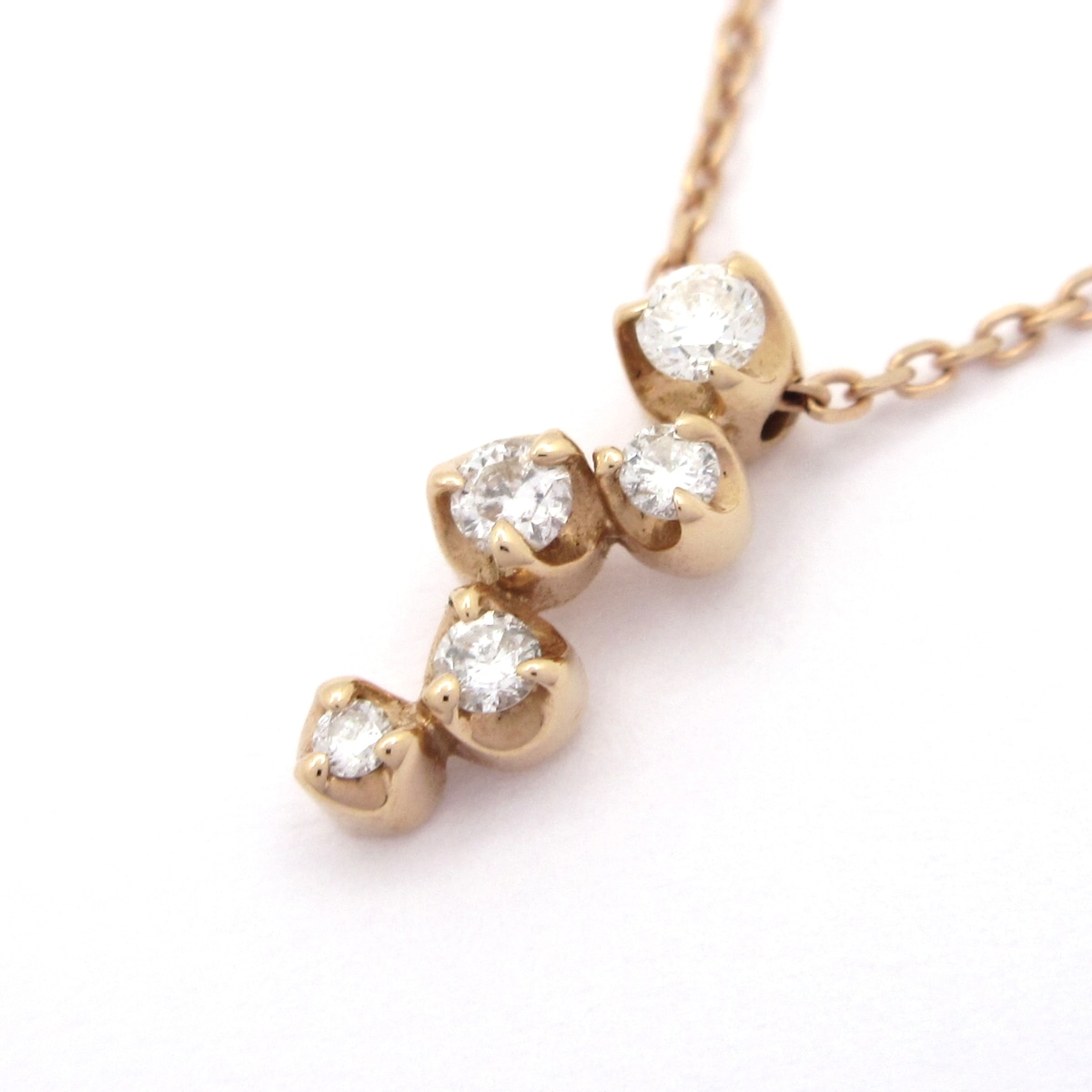 【新着】【中古】4℃(ヨンドシー) ネックレス 5Pダイヤ/約0.13ct/総重量：1.8g K18PG&times;ダイヤモンド｜ブランディア　店