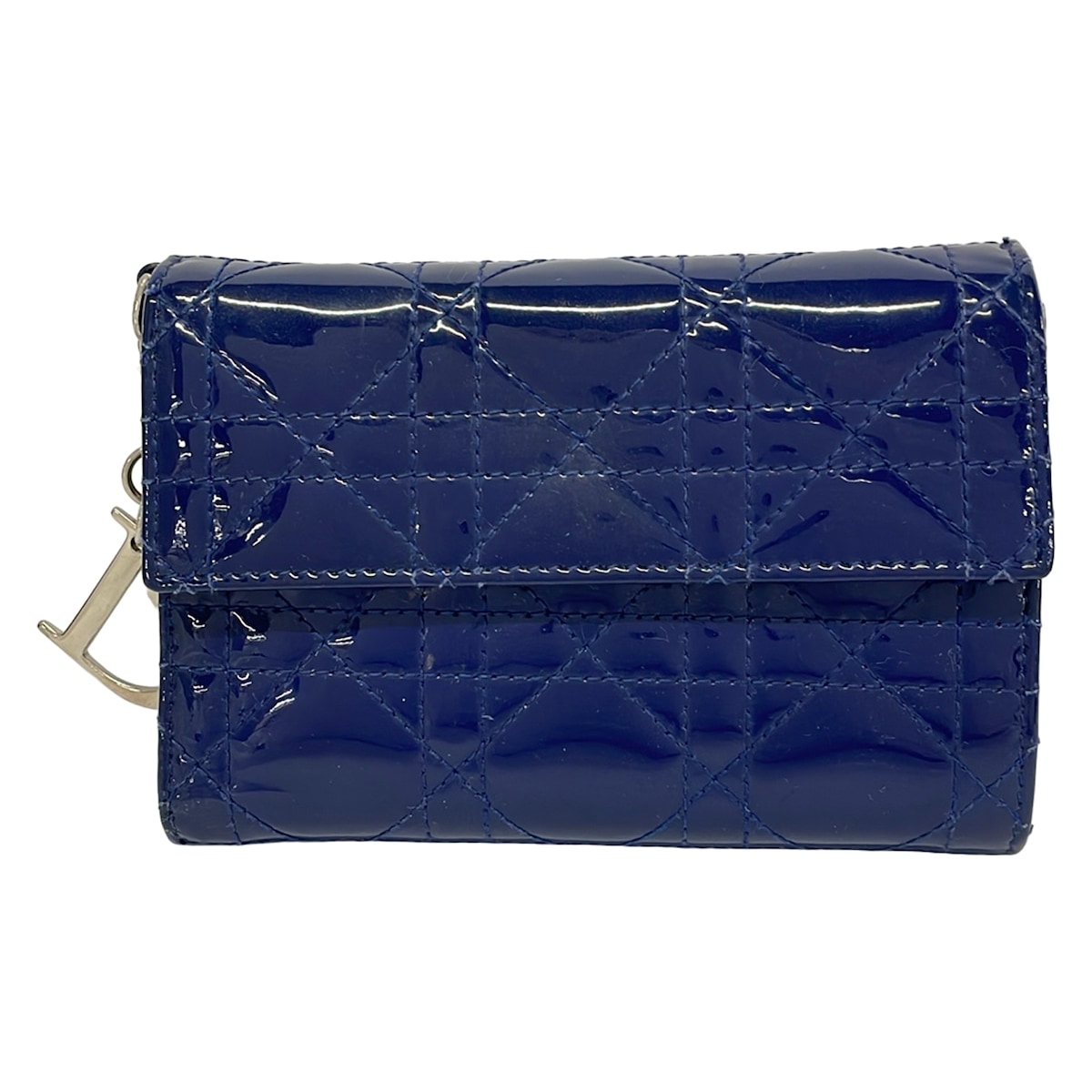 【新着】【中古】DIOR/ChristianDior(ディオール/クリスチャンディオール) レディディオール 3つ折り財布 ネイビー レザー|ブランディア 店