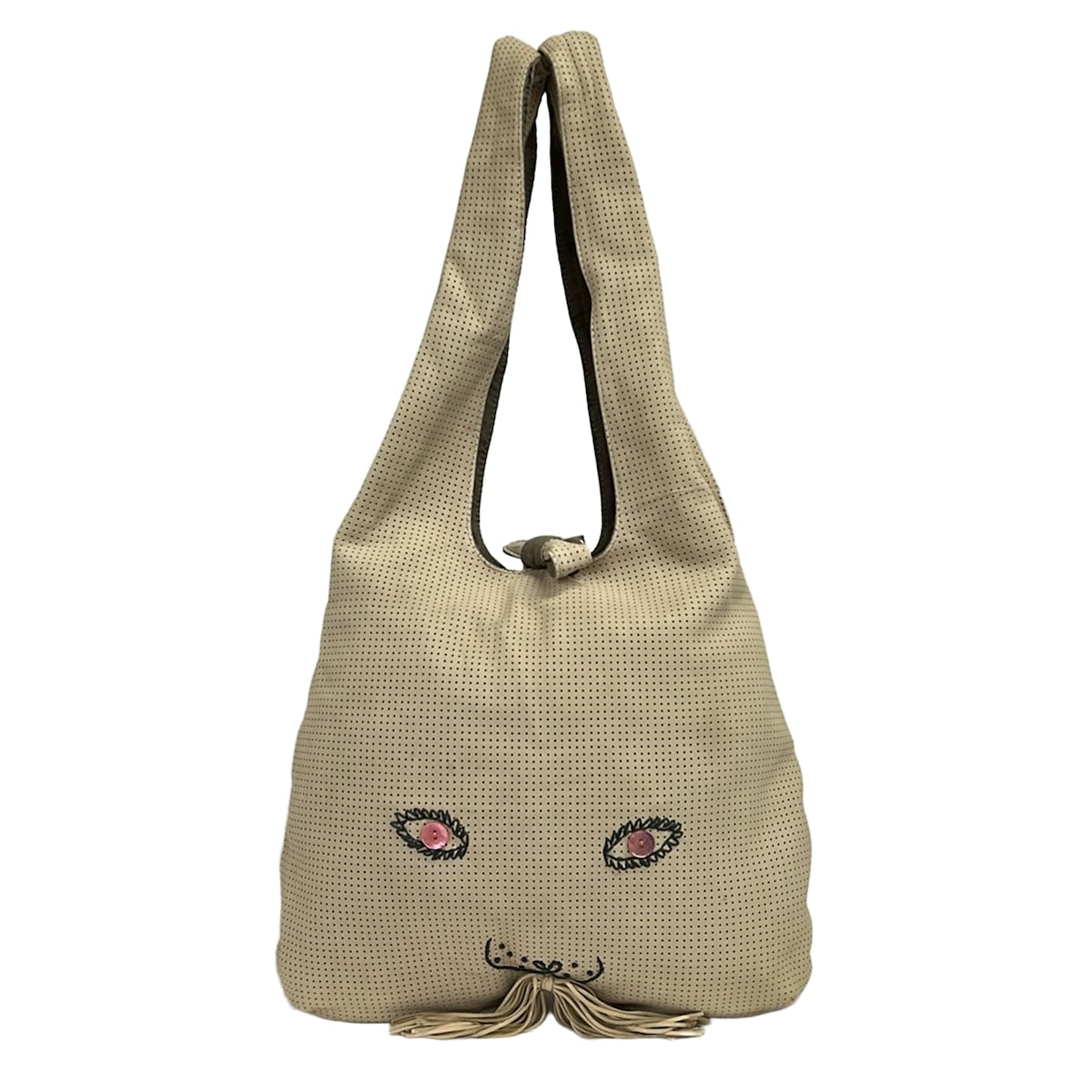 【新着】【中古】mina perhonen (mina)(ミナペルホネン) トートバッグ ネコ/パンチング ベージュ レザー|ブランディア 店