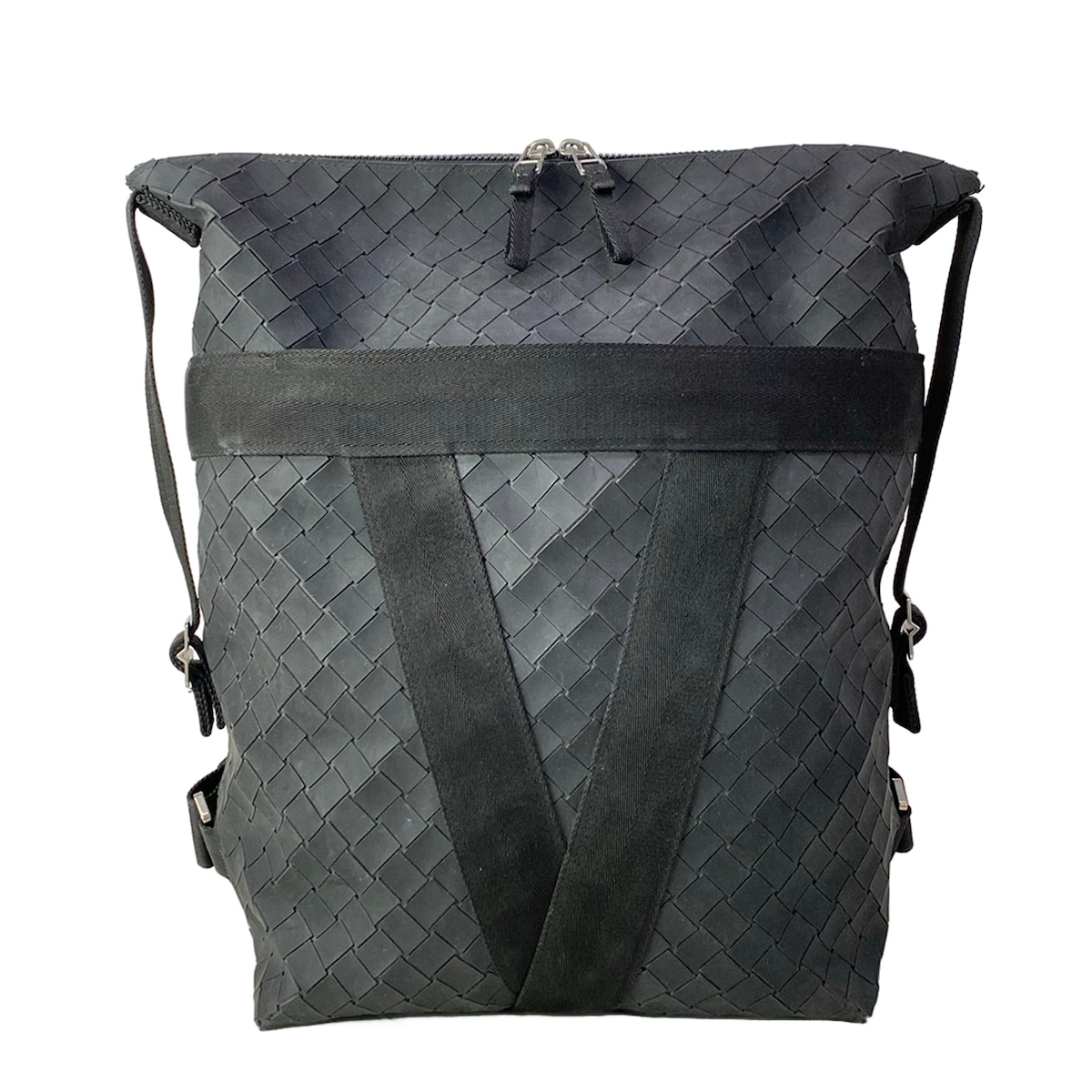 【新着】【中古】BOTTEGA VENETA(ボッテガヴェネタ) イントレチャート リュックサック 黒｜ブランディア　店