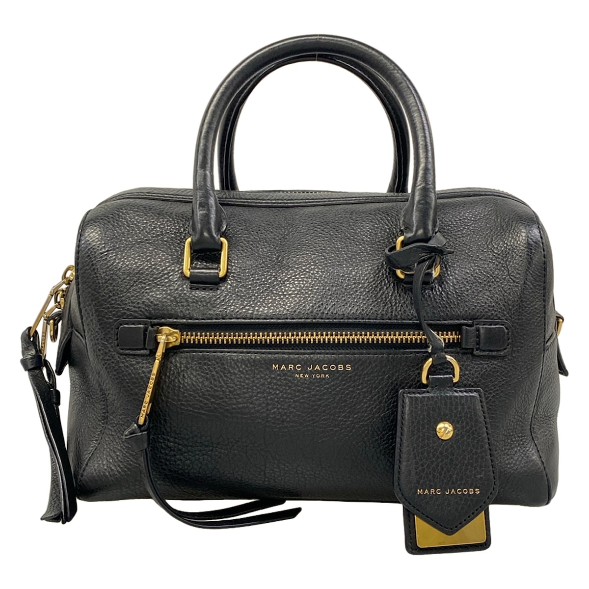 【新着】【中古】MARC JACOBS(マークジェイコブス) リクルート スモール バウレット ハンドバック 黒 なめし革