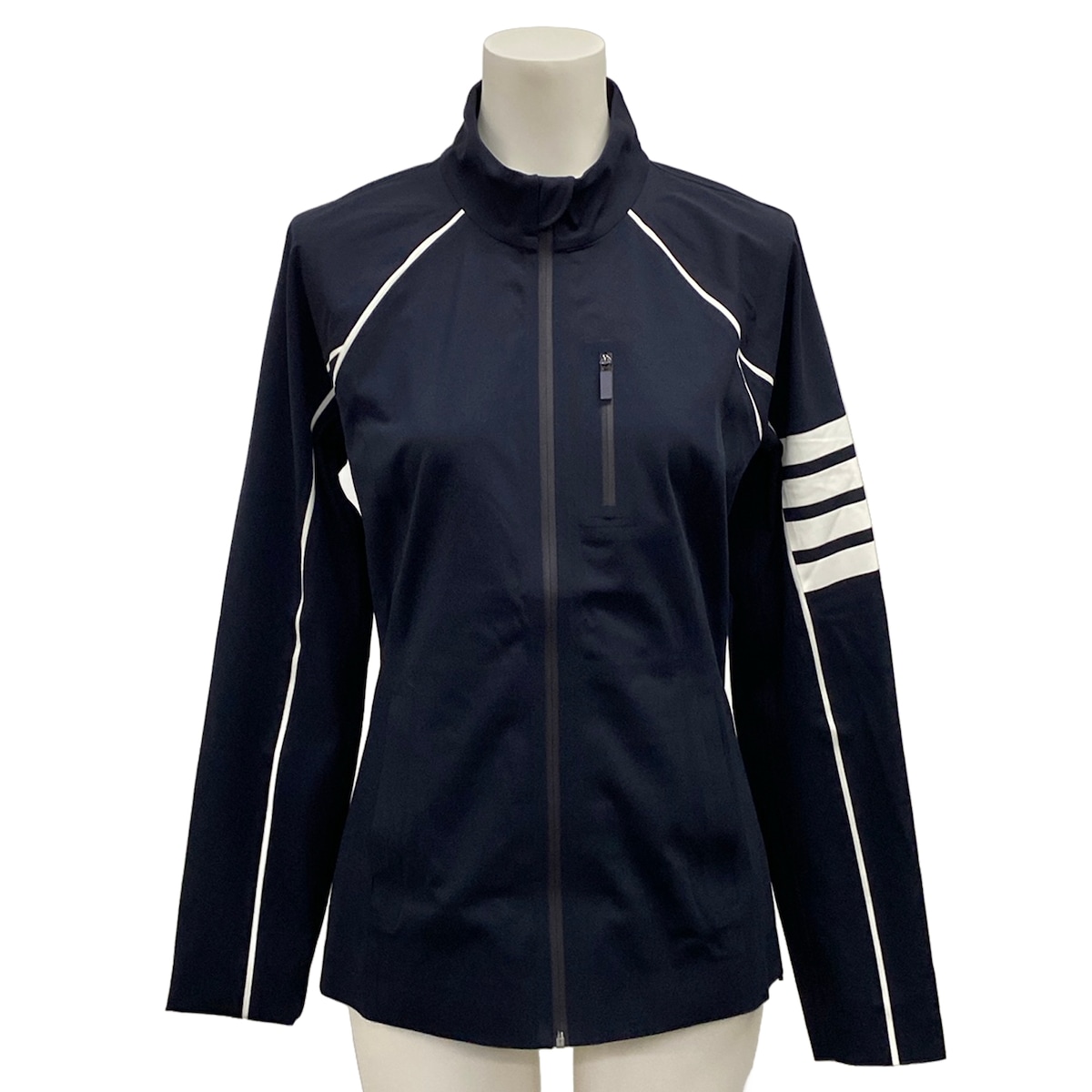 【新着】【中古】THOM BROWNE(トムブラウン) 4-BAR コンプレッションジップアップジャケット ブルゾン 長袖/春/秋 ダークネイビー&times;白｜ブランディア　店