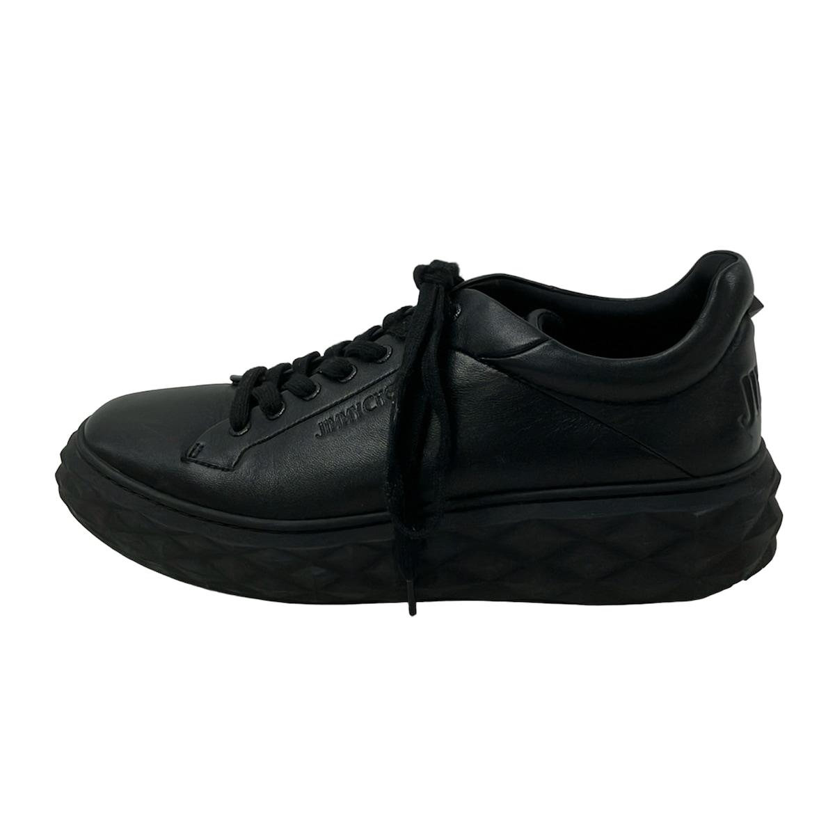 【新着】【中古】JIMMY CHOO(ジミーチュウ) スニーカー インソール取外し可 黒 レザー｜ブランディア　店