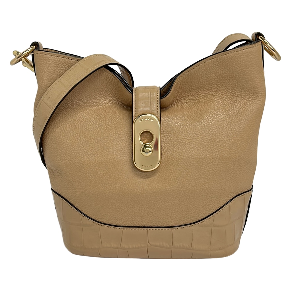 【新着】【中古】COACH(コーチ) ショルダーバッグ ベージュ レザー｜ブランディア　店