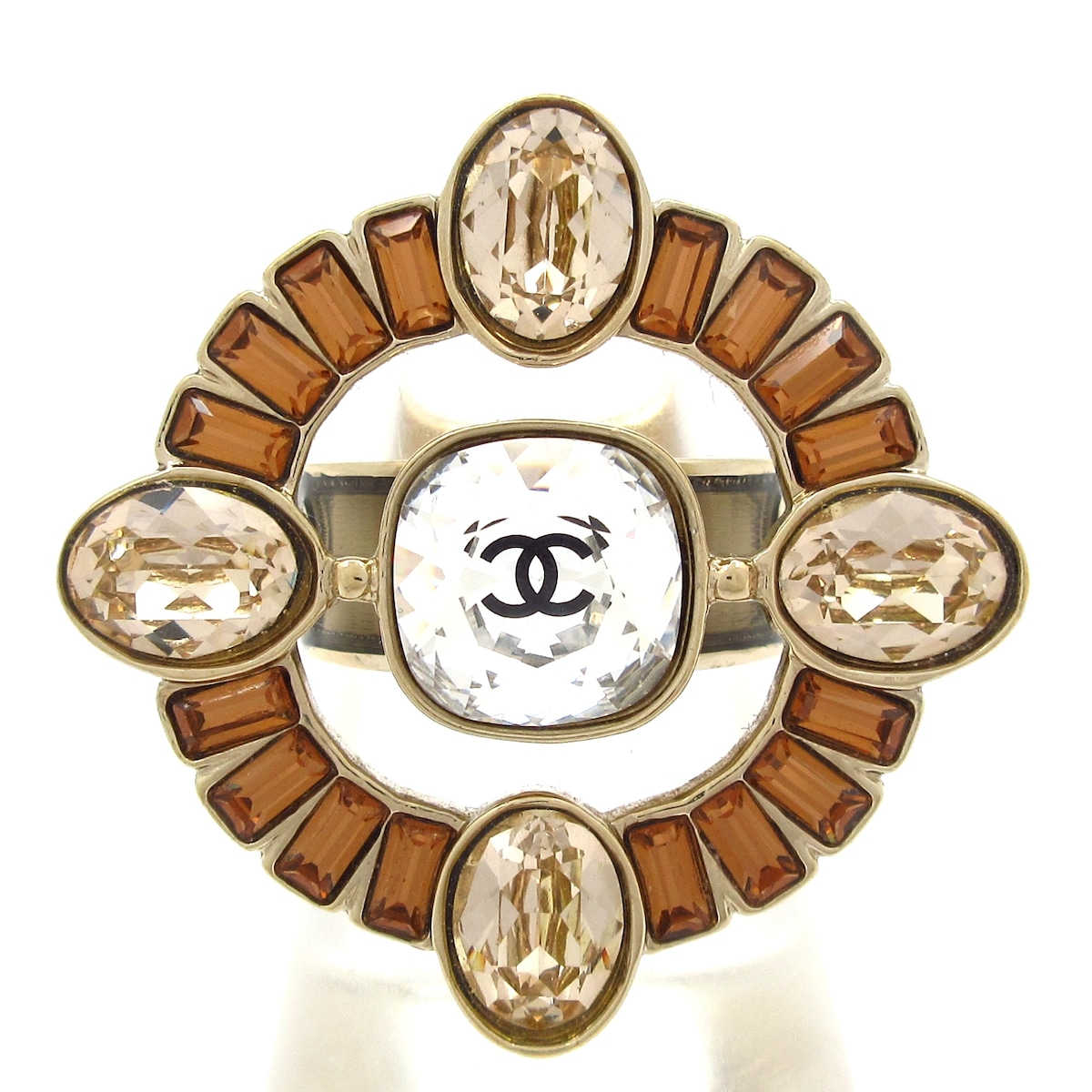 【中古】CHANEL(シャネル) リング ブロンズ×クリア×ブラウン|ブランディア 店