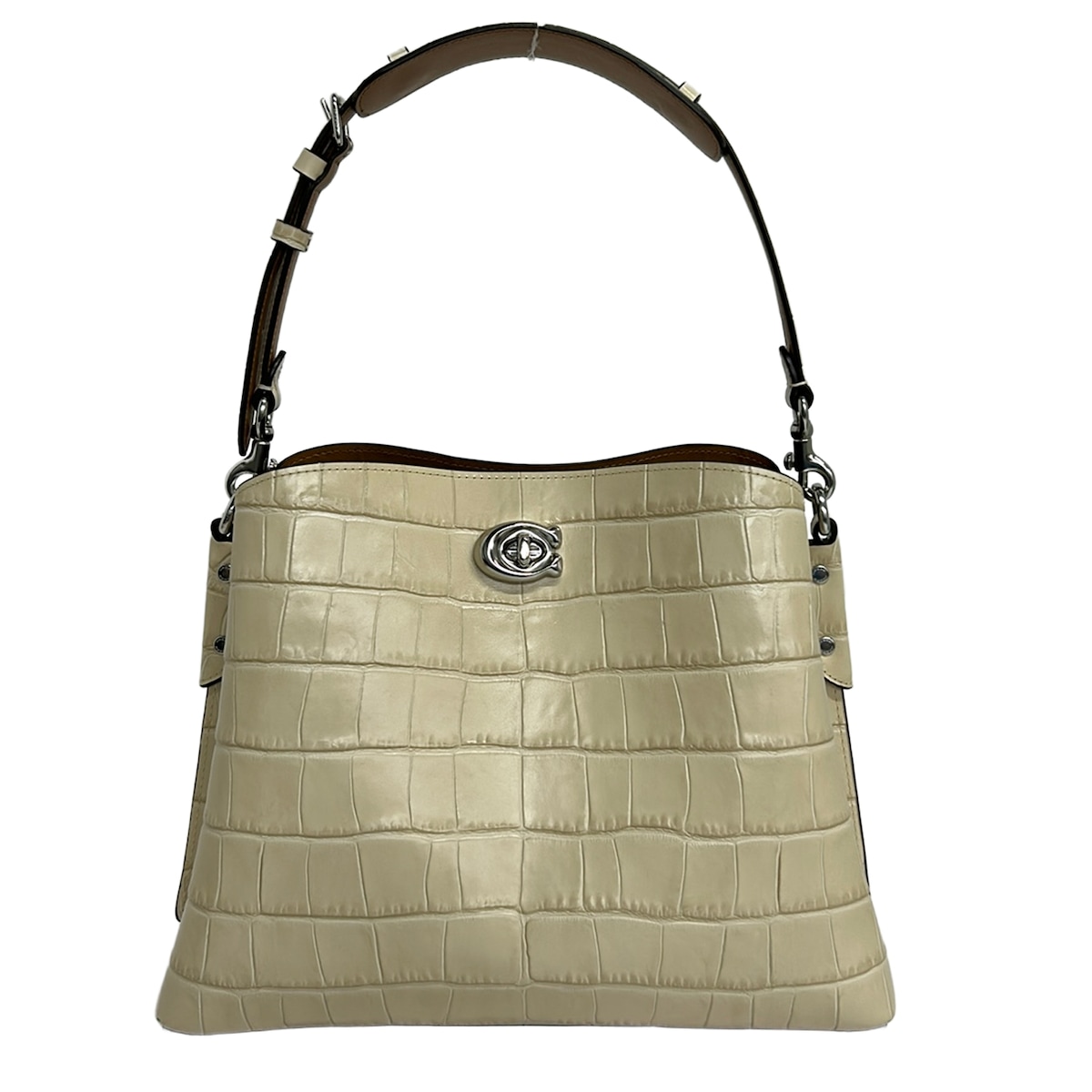 【新着】【中古】COACH(コーチ) ウィロウ ショルダー バッグ ショルダーバッグ 型押し加工 アイボリー レザー|ブランディア 店