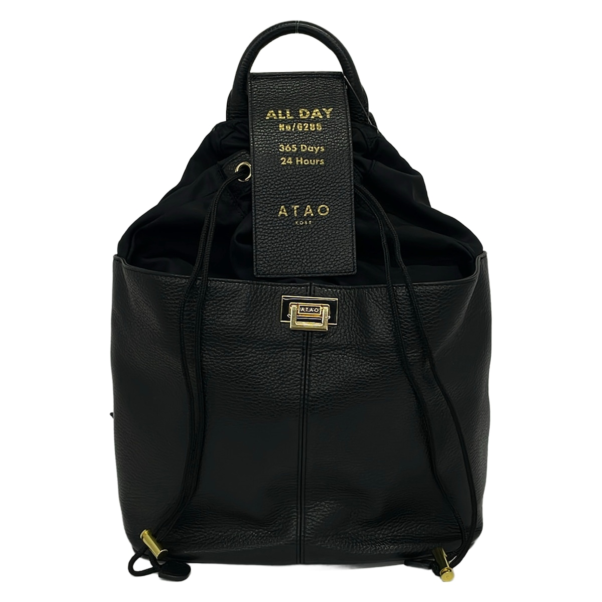 【新着】【中古】ATAO(アタオ) リュックサック 巾着型 黒 レザー｜ブランディア　店 13,501円