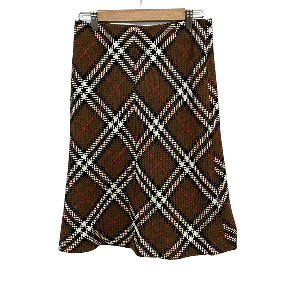 【新着】【中古】Burberry LONDON(バーバリーロンドン) スカート ひざ丈/チェック柄 ダークブラウン×マルチ|ブランディア 店