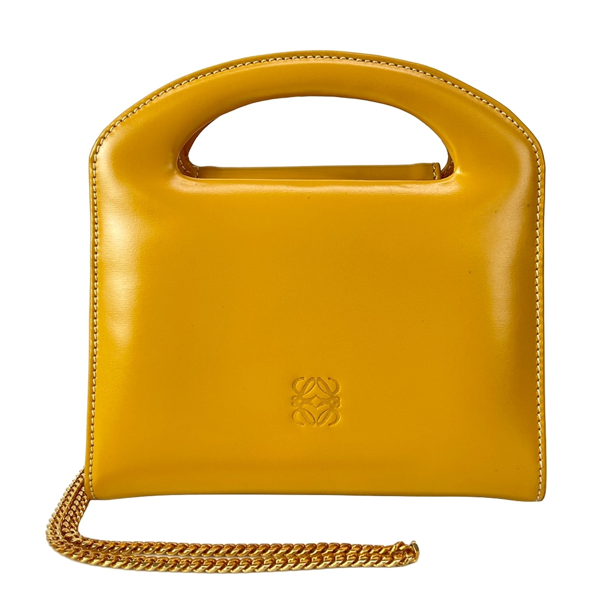 【新着】【中古】LOEWE(ロエベ) ハンドバッグ ミニバッグ/ヴィンテージ/2way/チェーンショルダー ダークイエロー レザー|ブランディア 店