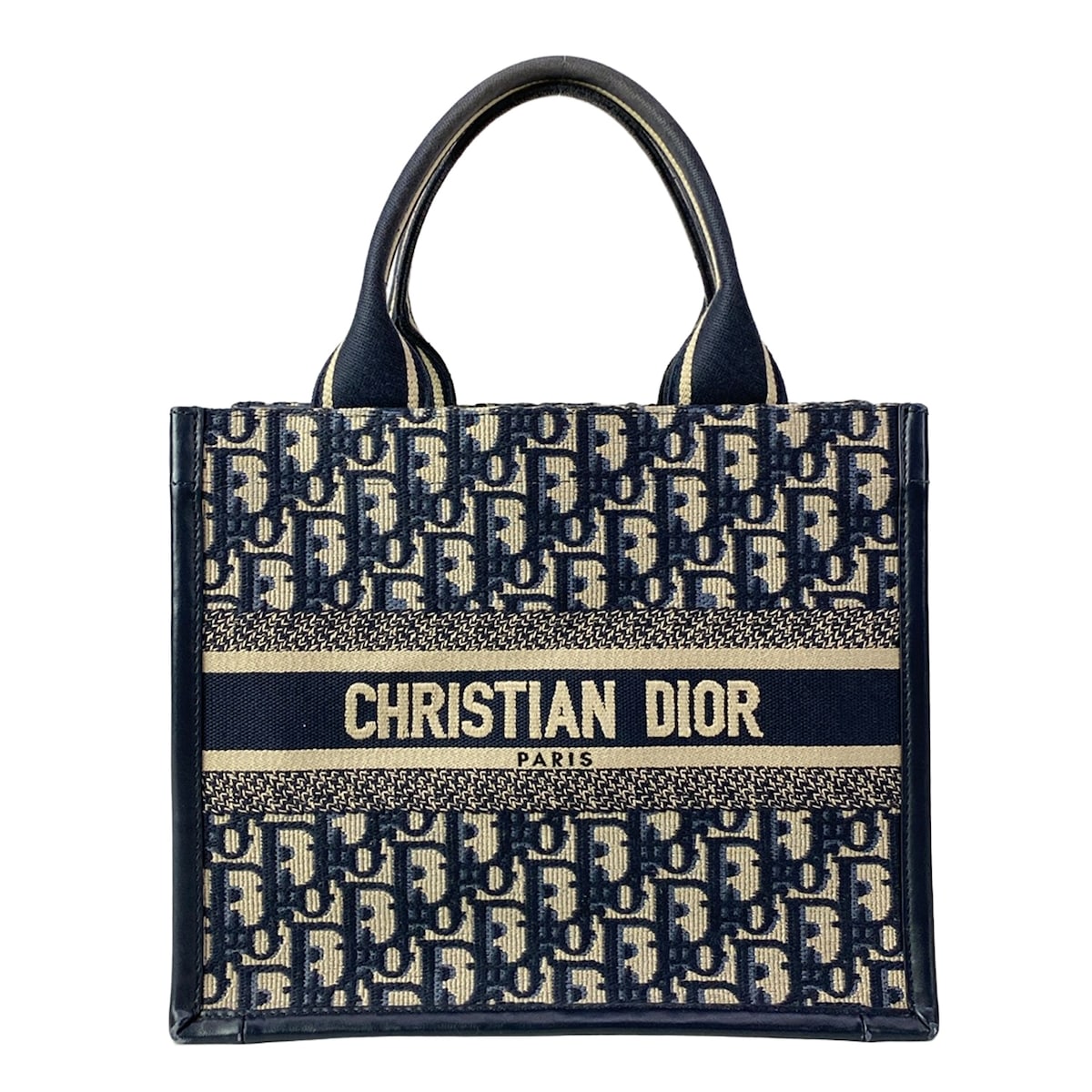 【新着】【中古】DIOR/ChristianDior(ディオール/クリスチャンディオール) ブックトートスモールバッグ ハンドバッグ ネイビー レザー｜ブランディア　店