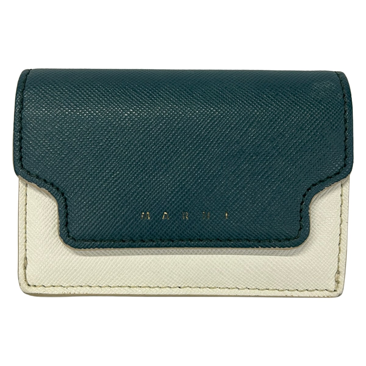 【新着】【中古】MARNI(マルニ) 3つ折り財布 グリーン×カーキ×マルチ レザー 12,314円