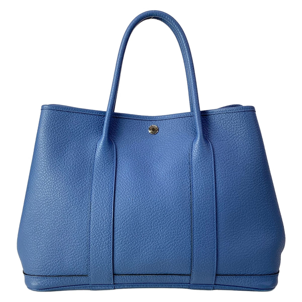 【中古】HERMES(エルメス) 庭園寄り合いPM トートバッグ しろがね色金具 ブルートンペット