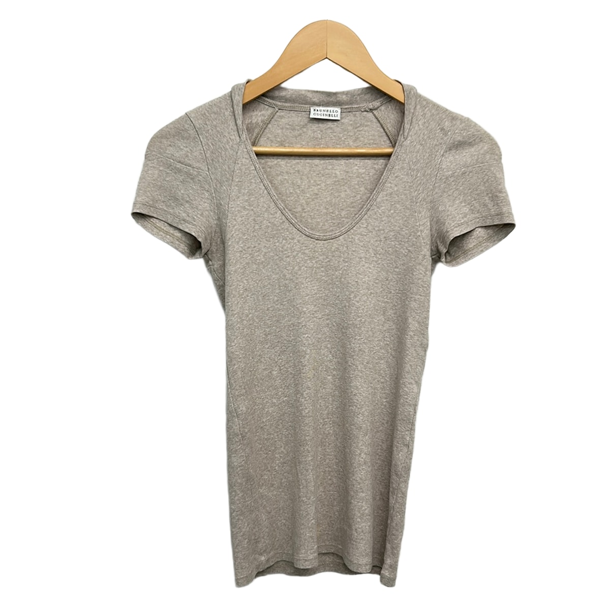 【中古】BRUNELLO CUCINELLI(ブルネロクチネリ) 半袖プルオーバー Uのど首 点火装置薄墨色