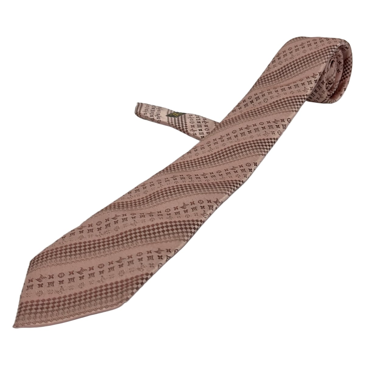 【中古】LOUIS VUITTON(ルイヴィトン) タイ モノグラム柄 サクラ色 絹地