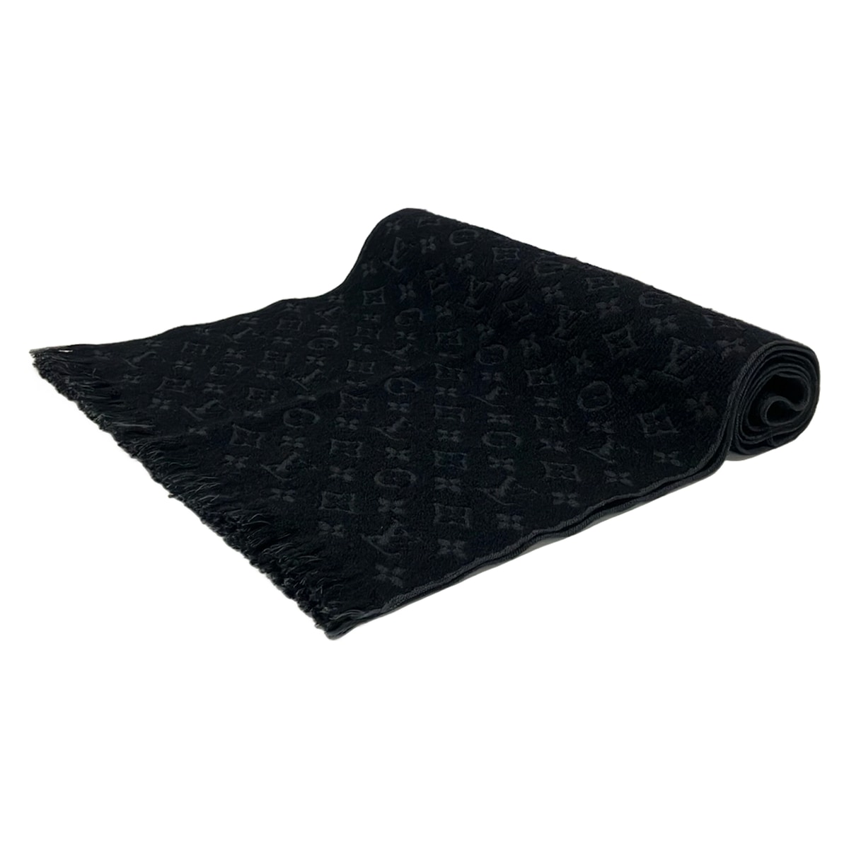 【中古】LOUIS VUITTON(ルイヴィトン) エシャルプモノグラムクラシック 消音装置 ノワール 羊毛