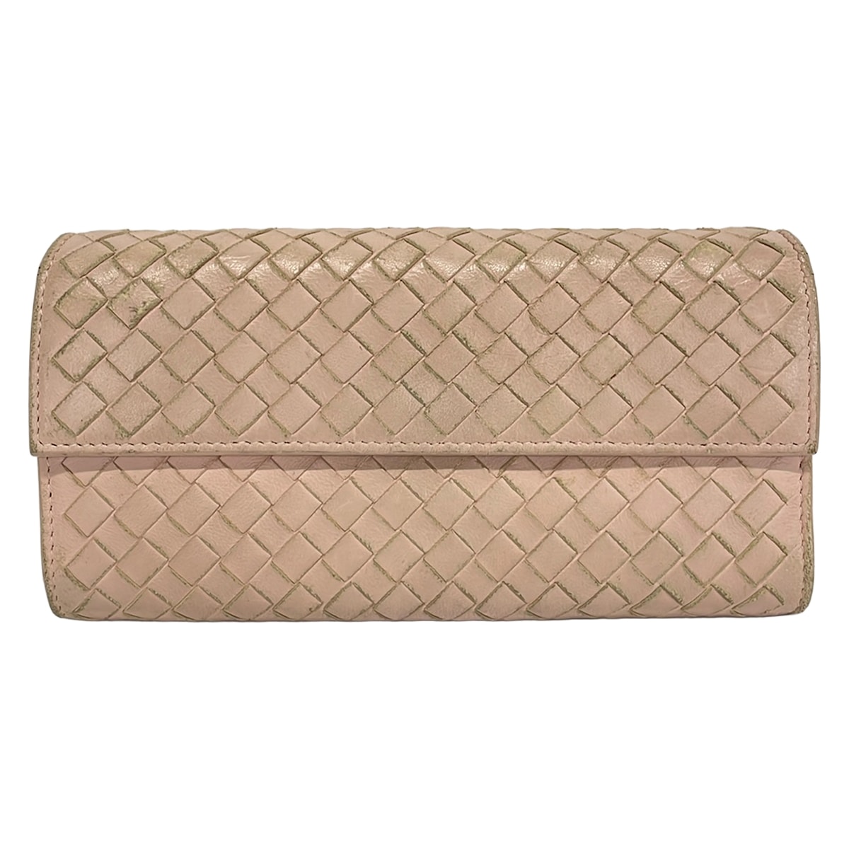 【中古】BOTTEGA VENETA(ボッテガヴェネタ) イントレチャート 長財布 ピンク レザー｜ブランディア　店