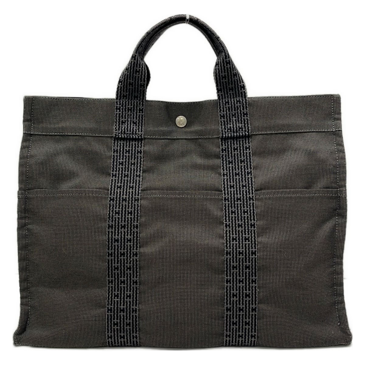 【中古】HERMES(エルメス) エールライントートMM ハンドバック 旧型金具 うす暗い薄墨色