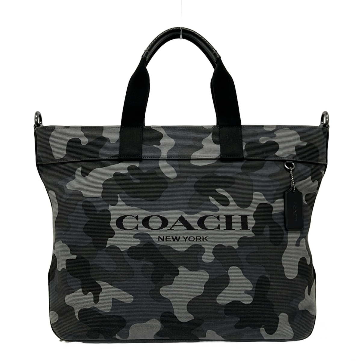 【新着】【中古】COACH(コーチ職) トート 御徒面子 38・合鴨 刷り上げる トートバッグ 偽装柄/合鴨フラ ベージュ×黒×マルチ なめし革