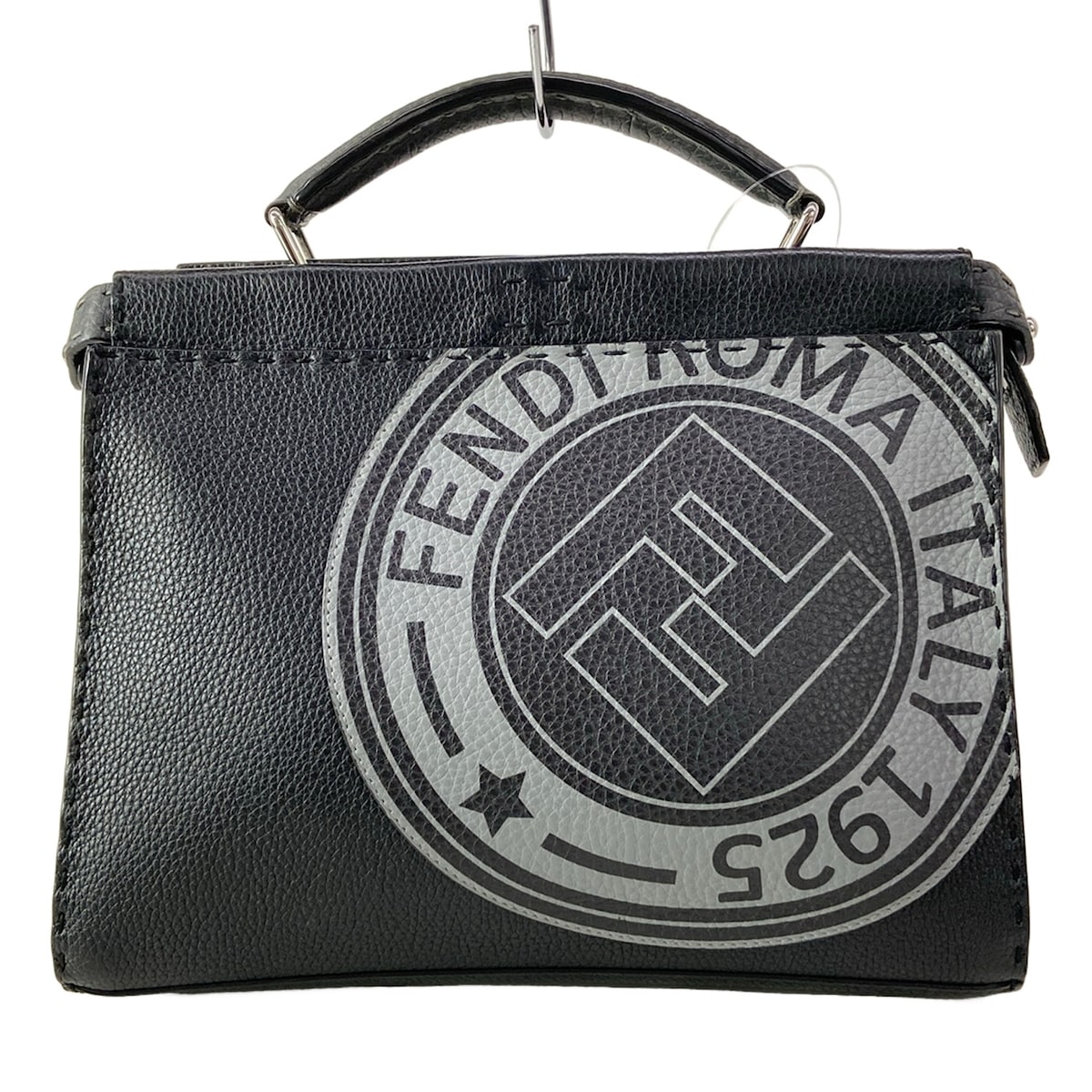 【中古】FENDI(フェンディ) ピーカブーアイコニックフィットスモール ハンドバック 消し印 黒 なめし革