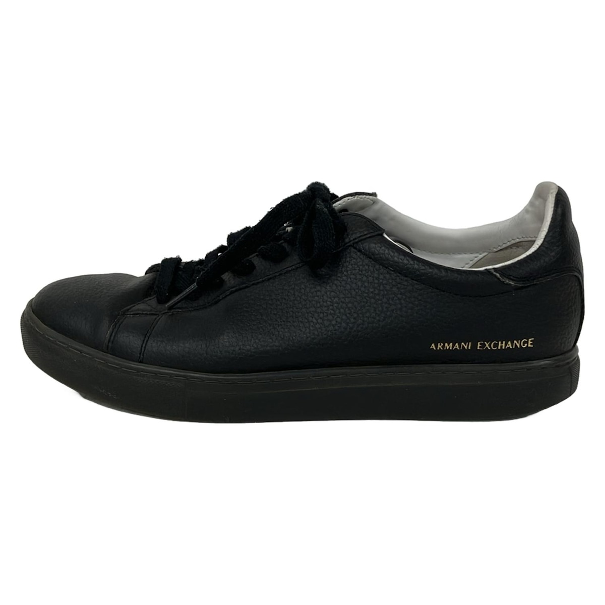 【新着】【中古】ARMANIEX(アルマーニエクスチェンジ) スニーカー インソール取り外し可 黒 レザー