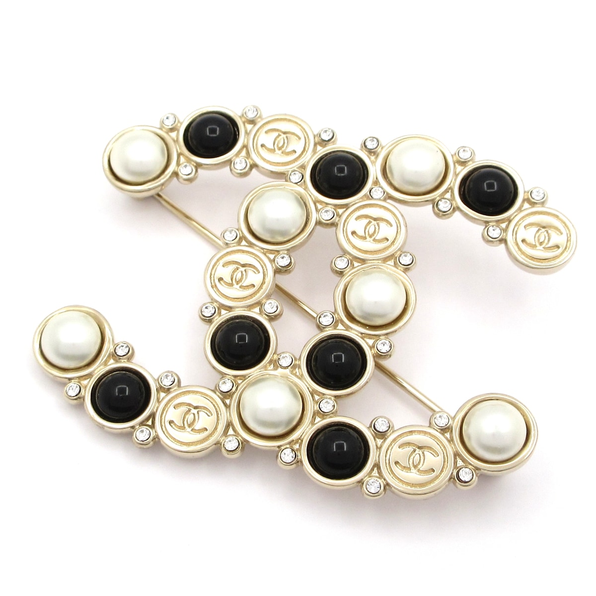 【新着】【中古】CHANEL(シャネル) ココマーク ブローチ ゴールド×アイボリー×黒×クリア