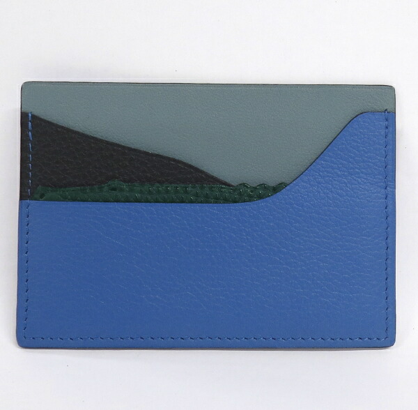 新品 未使用 エルメス HERMES プティアッシュ レザー カードケース ワニ ブルー