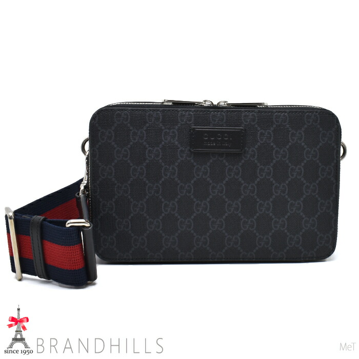 グッチ ショルダーバッグ メンズ GGスプリーム グレー ブラック 774161 GUCCI ほぼ未使用 【中古】