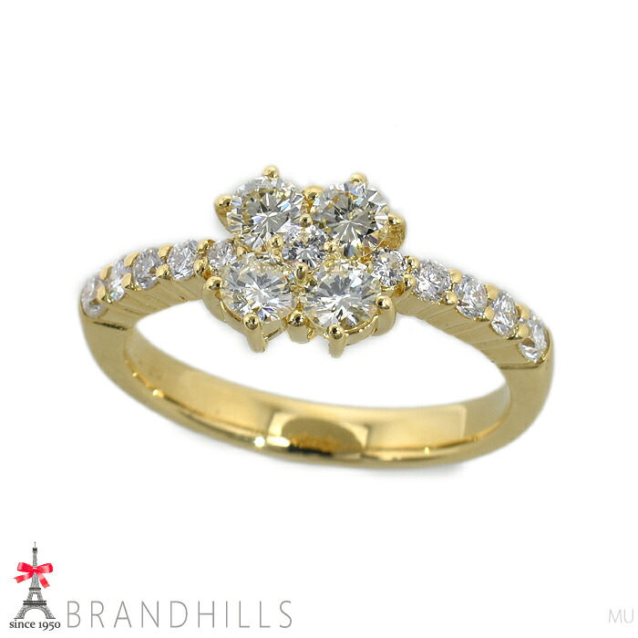 ダイヤモンド 0.80ct リング K18金 750YG イエローゴールド 指輪 #12 3.6g 極美品 【中古】