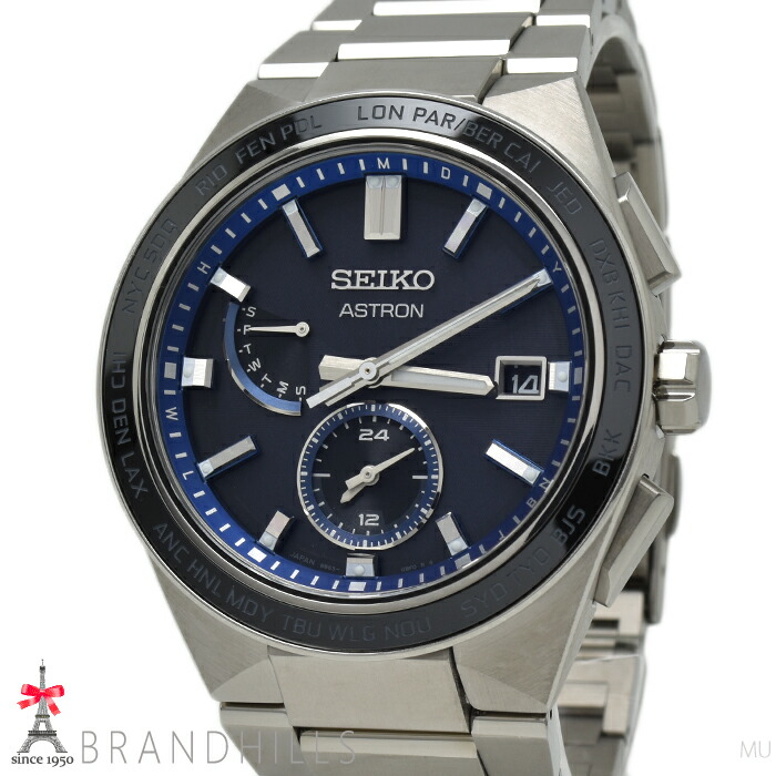 セイコー 腕時計 メンズ アストロン ネクスター ソーラー電波 チタン ネイビー文字盤 SBXY051 8B63-0BD0 SEIKO 美品 【中古】|ブランドヒルズ店