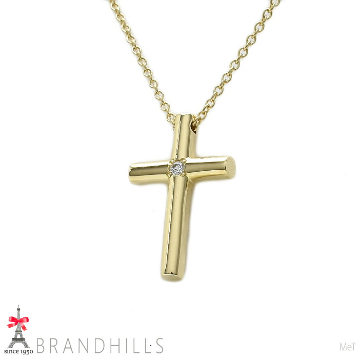 ティファニー ネックレスクロス ダイヤモンド 1P K18金 750YG イエローゴールド Tiffany&Co 極美品 【中古】|ブランドヒルズ店