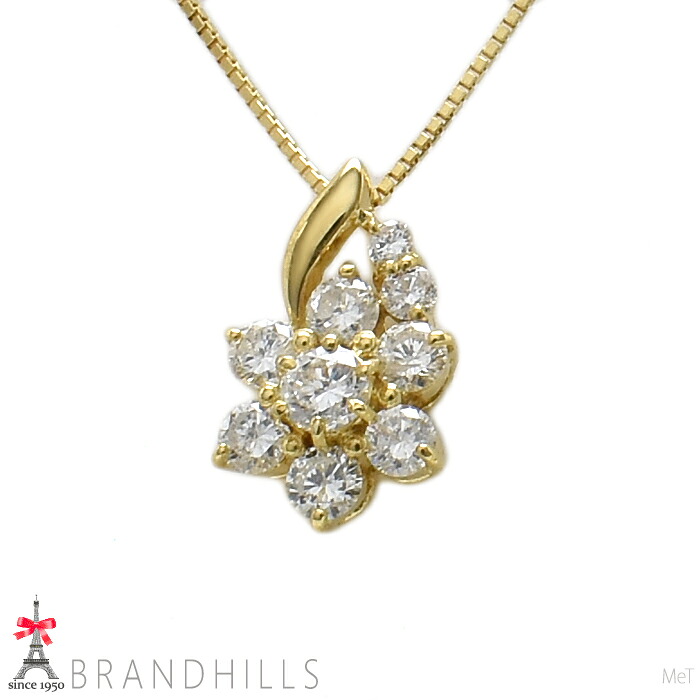 ダイヤモンド 0.50ct ネックレス K18金 750YG イエローゴールド 2.4g 美品 【中古】|ブランドヒルズ店