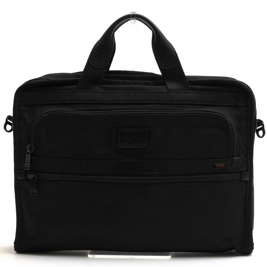 TUMI ビジネスバッグ トゥミ 26111DH Alpha Slim Large Screen Computer Portfolio スリム ラージスクリーン コンピューター ポートフォリオ バリスティックナイロン ナパレザー 牛革 A4サイズ収納可 2WAY ショルダーバッグ 【中古】