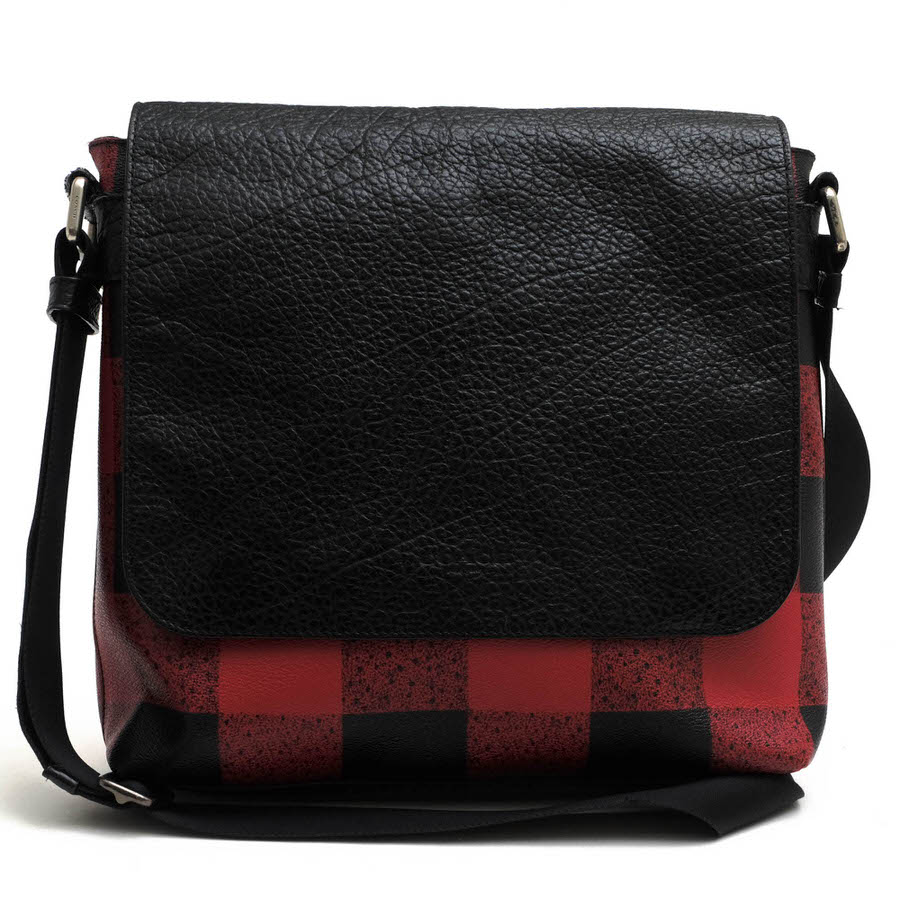 COACH ショルダーバッグ コーチ F31558 Charle Small Messenger With Buffalo Check Print ペブルドレザー 牛革 クロスボディ メッセンジャーバッグ 【中古】｜ブランディング