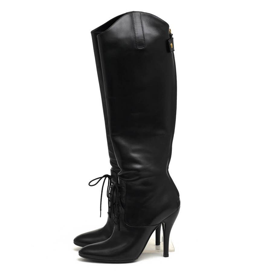 GUCCI ロングブーツ グッチ 304702 Elizabeth High Heel Riding Boots 牛革 カーフ ハイヒール 【中古】｜ブランディング