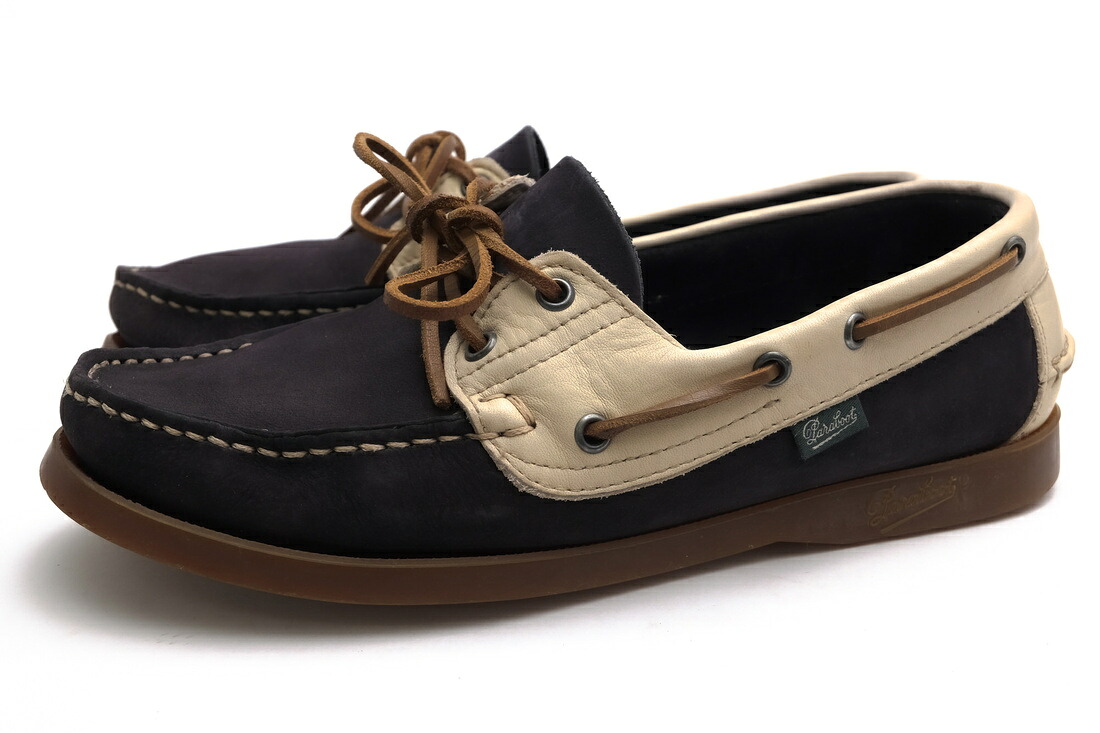 Paraboot 甲板シューズ パラブーツ BARTH 産み ヌバックレザー 牛皮 甲板シューズ専用気魂「MARINE」 モカシン スリッポン 定番 【中古】