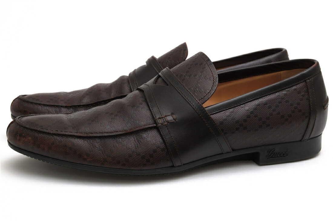GUCCI コインローファー グッチ 245583 Anderson Diamante Penny Loafer カーフレザー 牛皮 ディアマンテ柄 スリッポン 【中古】