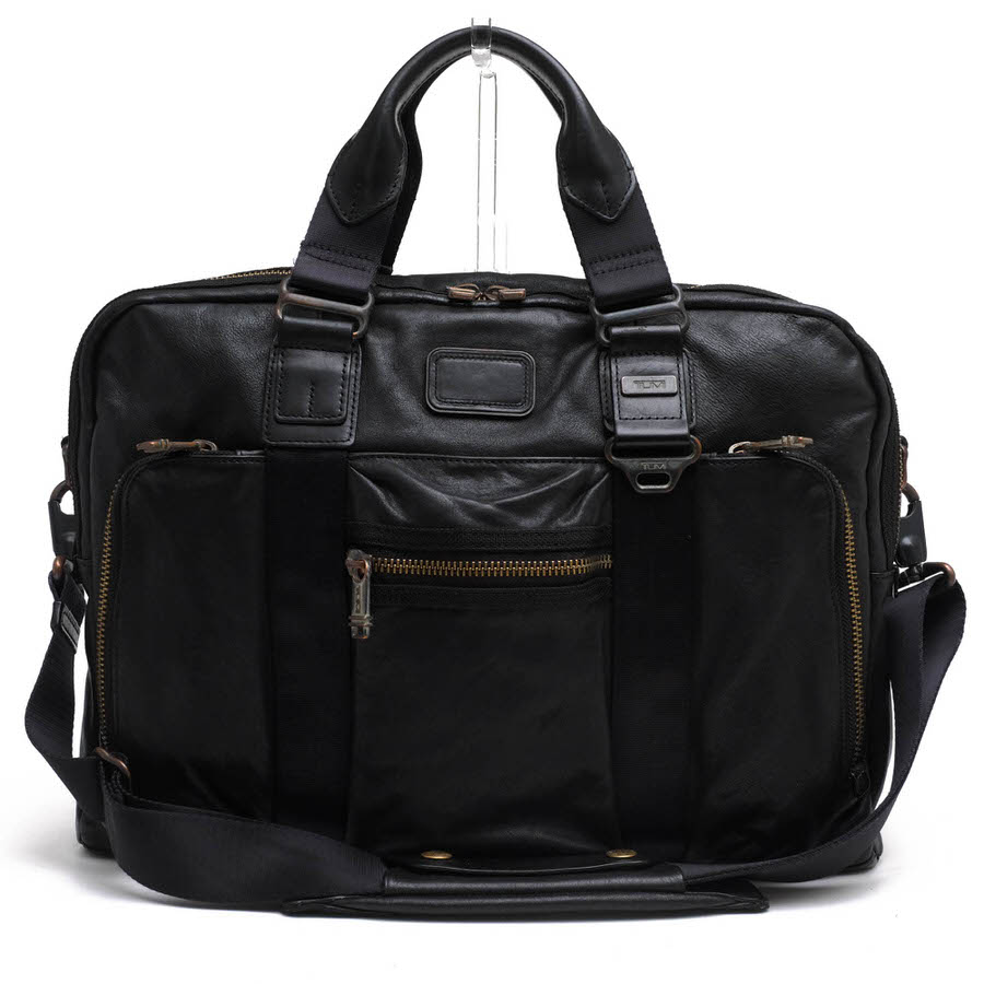TUMI ビジネスバッグ トゥミ 92611DH2 ALPHA BRAVO Mcnair Slim Brief マクネア スリムブリーフ フルグレインレザー 牛革 2WAY ショルダーバッグ ヴィンテージ加工 【中古】｜ブランディング