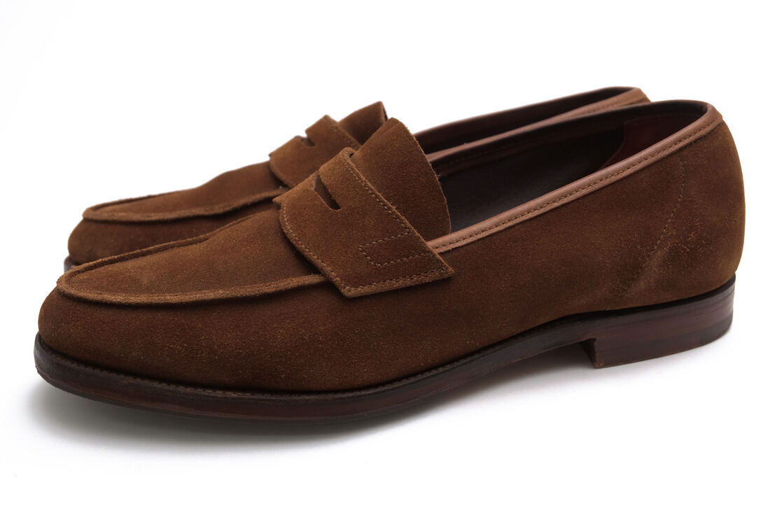 CROCKETT＆JONES コインローファー クロ毛布＆ジョーンズ RICHMOND バージニアの州都 牛皮 アン上張り操作手順 レザーソール スリッポン グッドイヤーウェルト作り方 【中古】