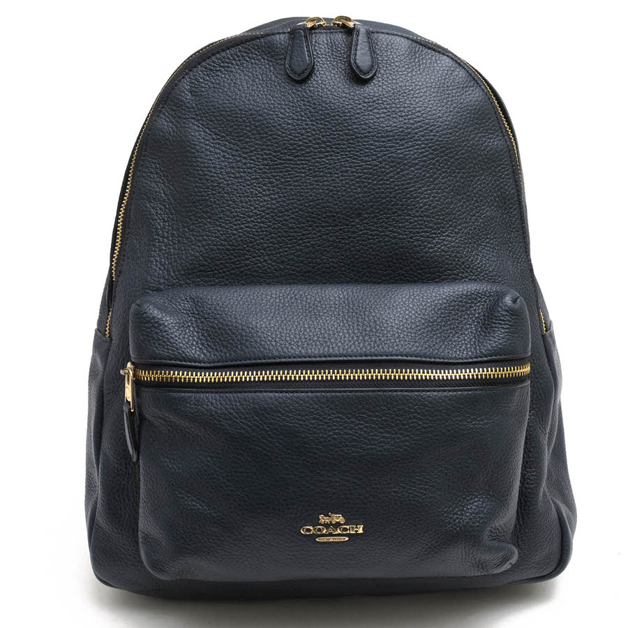 COACH リュック コーチ F29004 Charlie Backpack In Pebble Leather チャーリー ペブルドレザー 牛革 シボ革 シュリンクレザー ユニセックス 男女兼用 デイパック 【中古】