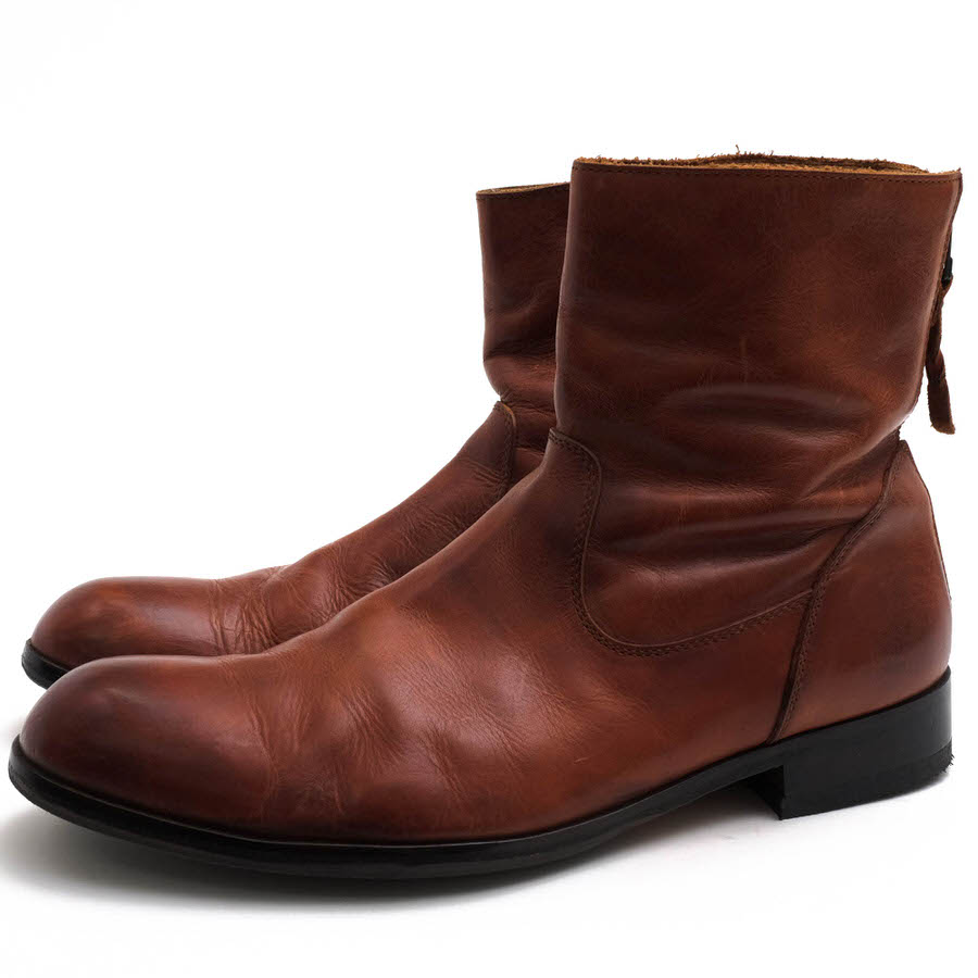 PADRONE バックジップブーツ パドローネ PU7885-1101-11C EDWARD エドワード コンビ鞣しステアハイド 牛革 WAX加工 プレーントゥ レザーソール マッケイ製法 【中古】