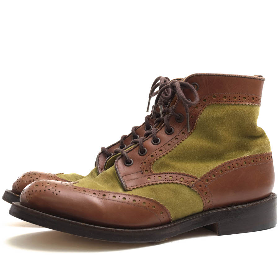 Tricker\u0027s レースアップブーツ トリッカーズ M6972 Brogue Boot 牛皮 ダブルソール 舞台の袖手当て カントリーブーツ 舞台の袖手当て グッドイヤーウェルト作り方 【中古】