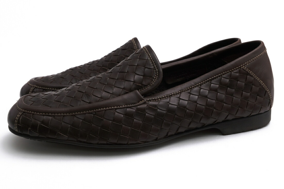 BOTTEGA VENETA ヴァンプローファー ボッテガヴェネタ 122625 子ウシ 牛皮 ラバーソール メッシュ・イントレチャート スリッポン 【中古】