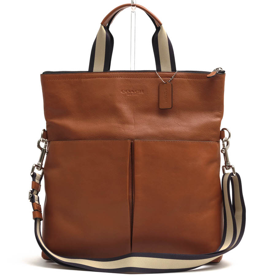 COACH トートバッグ コーチ職 F71722 FOLDOVER TOTE IN SMOOTH LEATHER サリヴァン スムースレザーフォルドオーバー 牛皮 A4大きさ納める可 2WAY ショルダーバッグ 【中古】