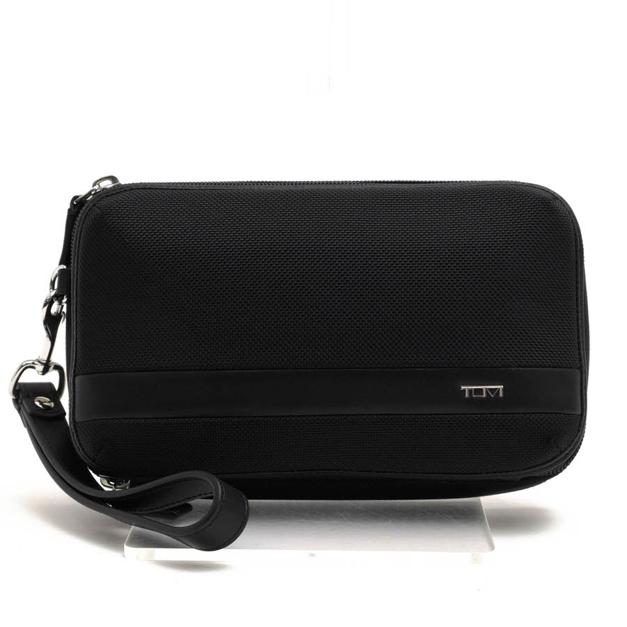 TUMI 二つ目御徒面子/クラッチペダル御徒面子 トゥミ 01192294D2 ALPHA SLG Triple Zip Clutch バリスティックナイロン ナパレザー 牛皮 合切袋  【中古】